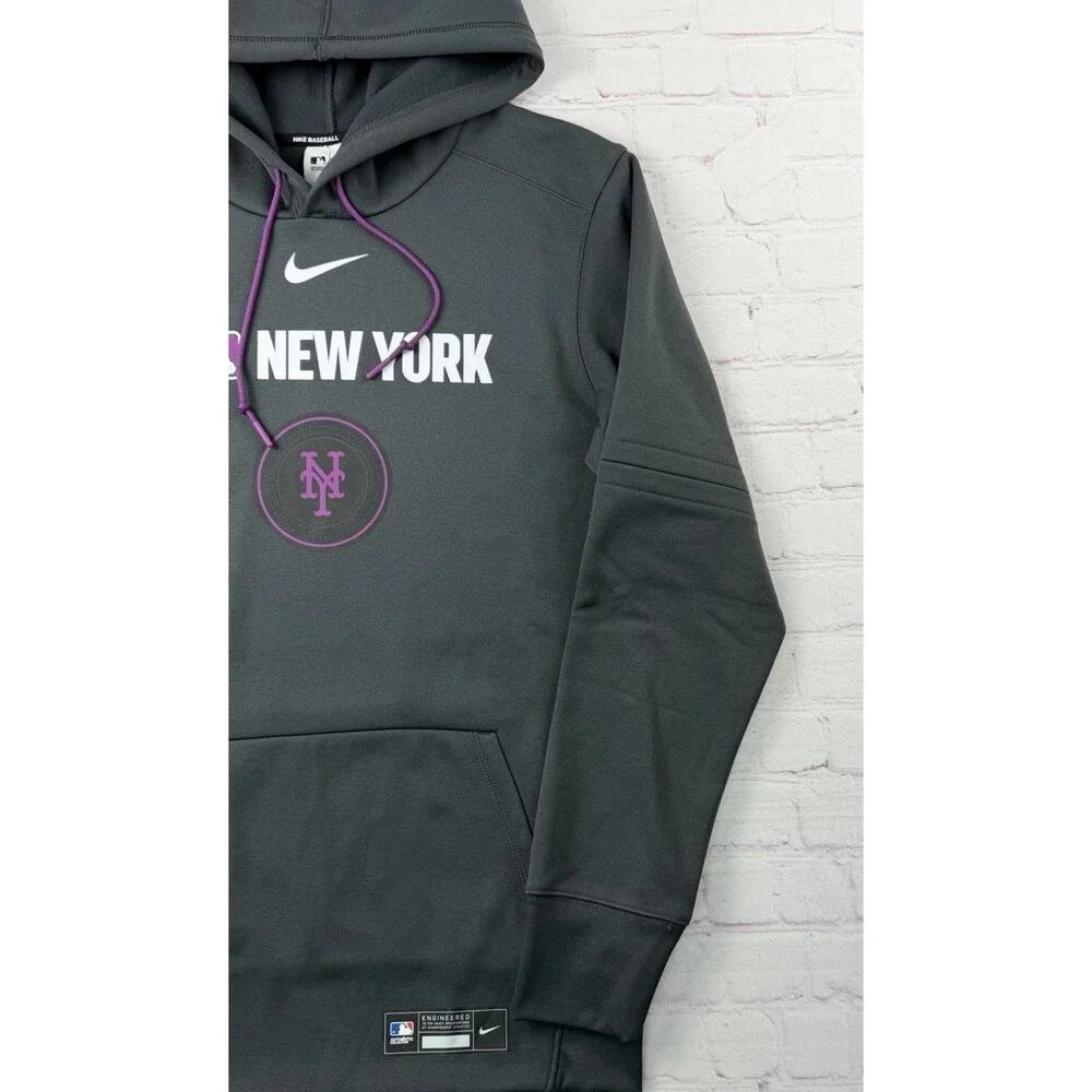New York Mets Hoodie Mens Small Gray MLB Baseball Nike Therma-FIT City Connect